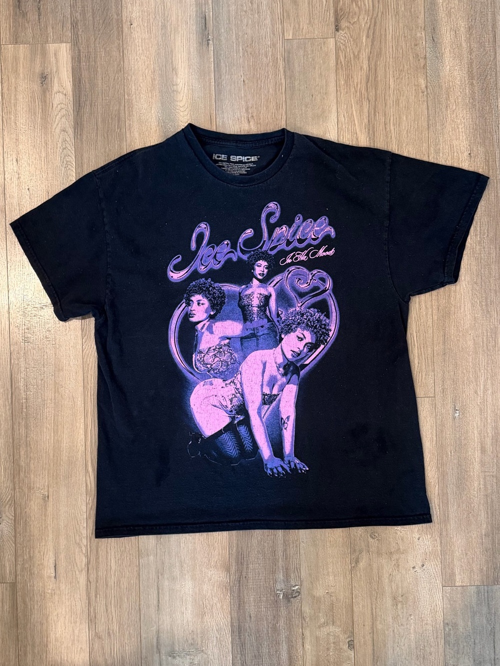 Black Short Sleeve Graphic Tee - Black & Purple